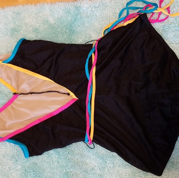 One Piece Swimsuit - Black w/ 3 Waist Ties - Picture 7 of 7